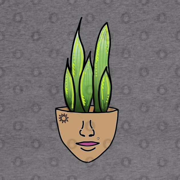 Snake Plant Person with Face Tattoo and Piercing by Tenpmcreations